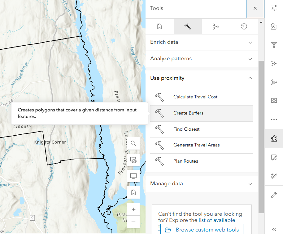 Navigate to 'create buffers' tool