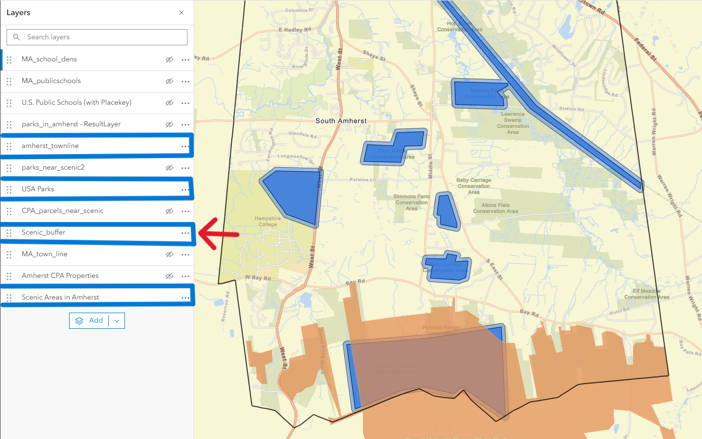 View new buffer layer on map