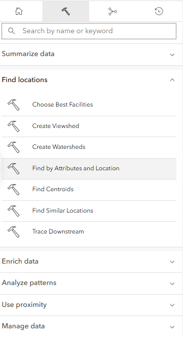 Navigate to 'Find by Attributes and Location' tool