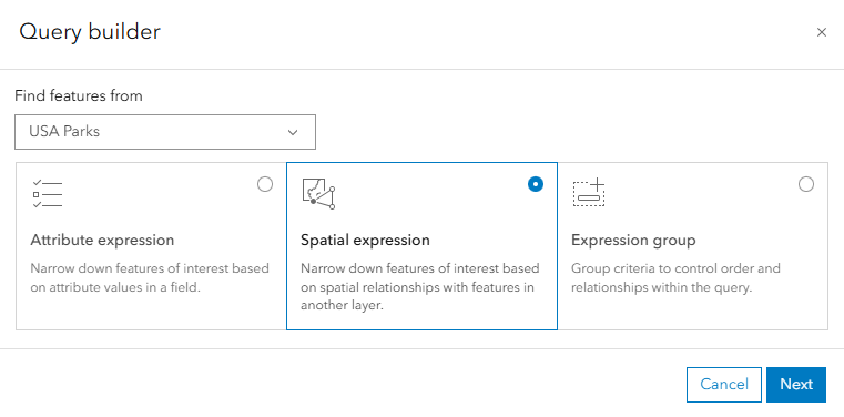 Select 'spatial expression'