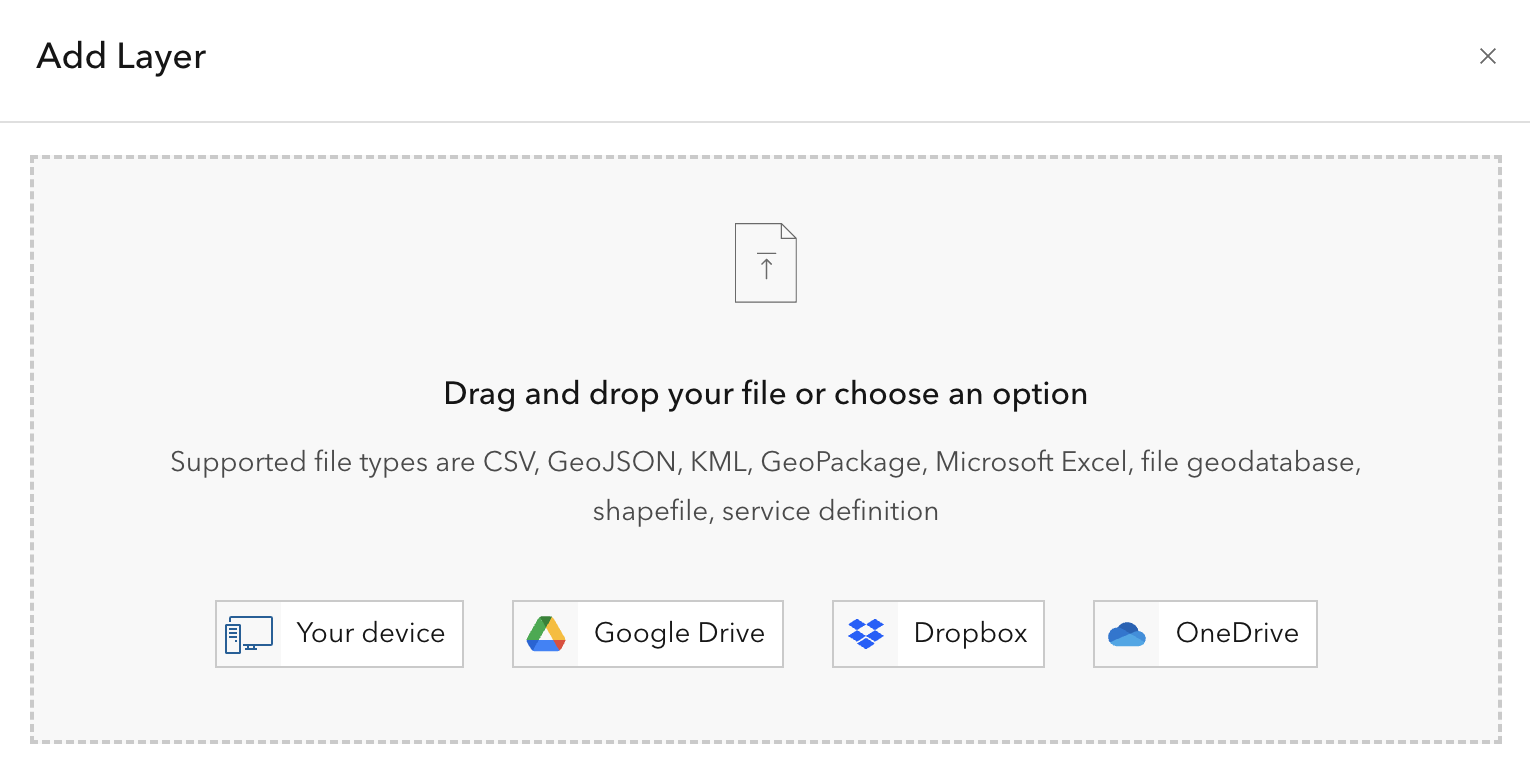 'Add Layer' drag and drop window