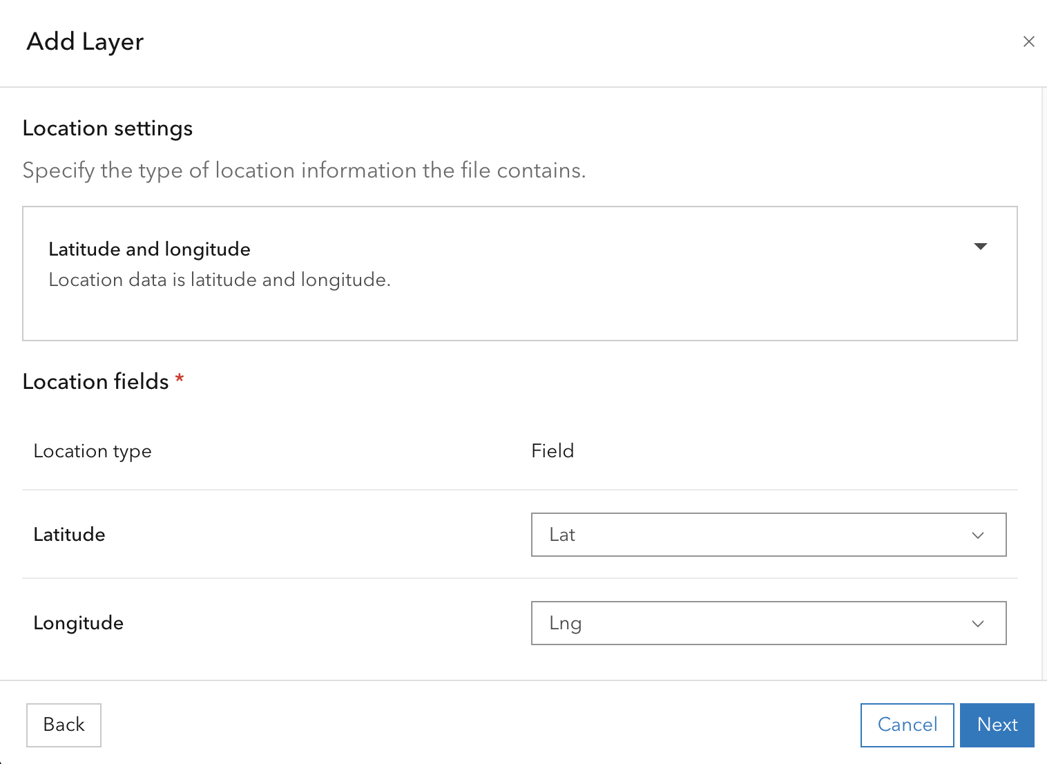 Location Settings Window