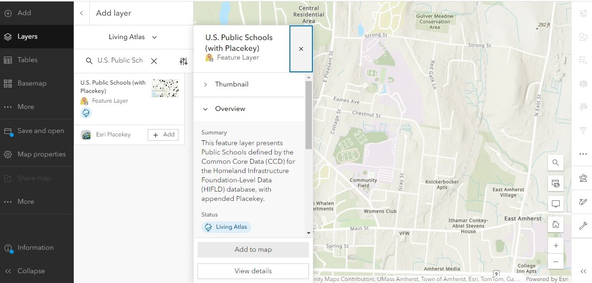 Adding USA Schools Layer from Living Atlas