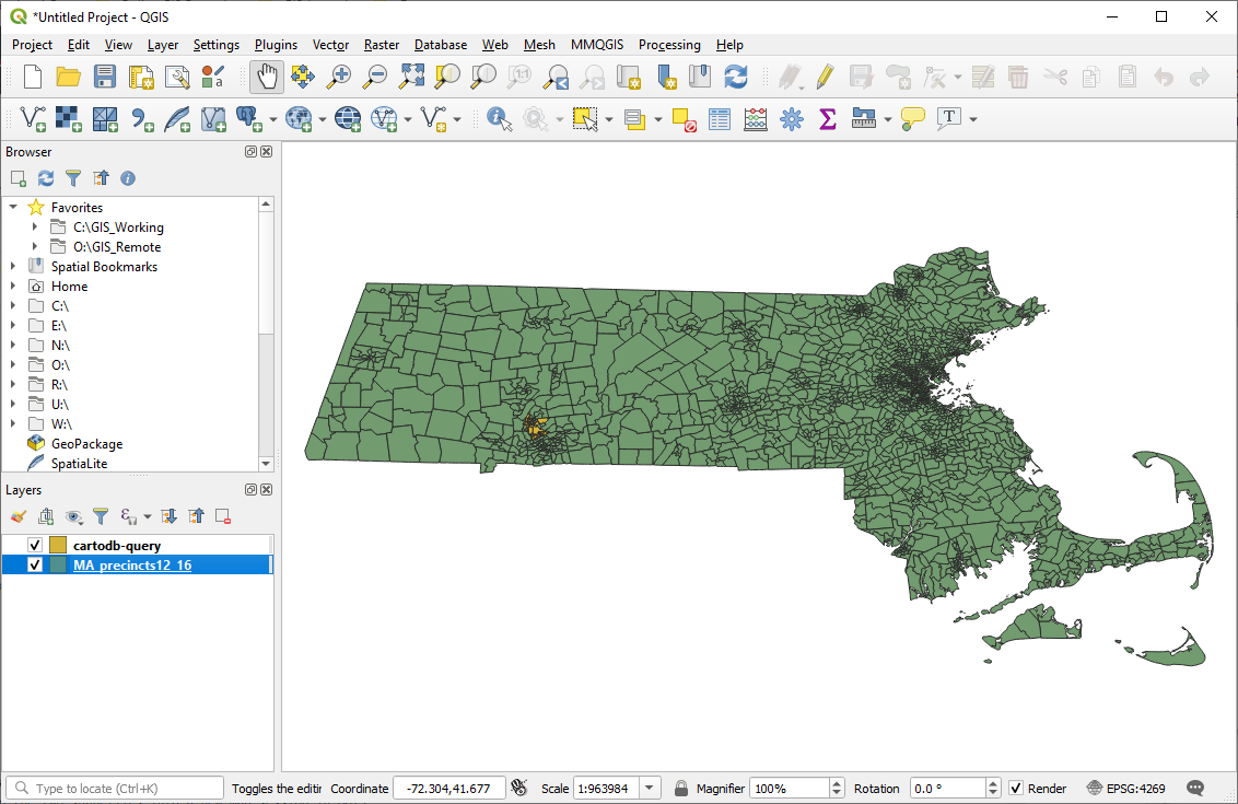 Data layers in a new QGIS session