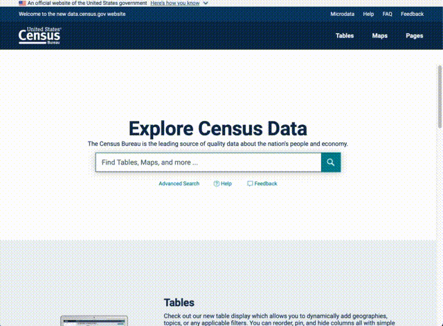 Using the Explore Census Data portal to filter search results