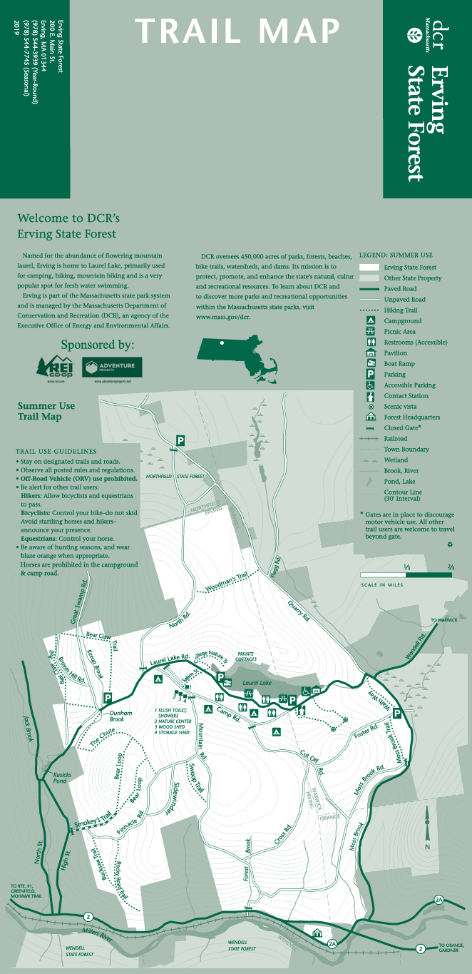Official MA DCR Erving State Forest trail map